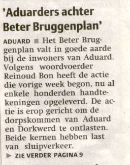 060330 DvhN Aduarders steunen Beter Brugplan 060330 DvhN Aduarders steunen Beter Brugplan